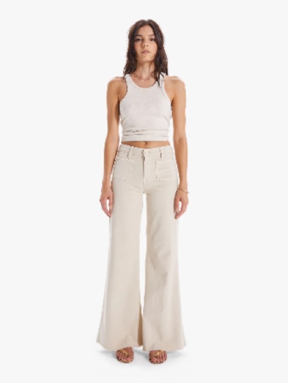 MOTHER Wide-Leg Jeans in Khaki